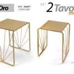 SET 2 TAVOLINI METALLO ORO DIVANO SALOTTO CAFFè TAVOLO MODERNO CLASSICO 42/39