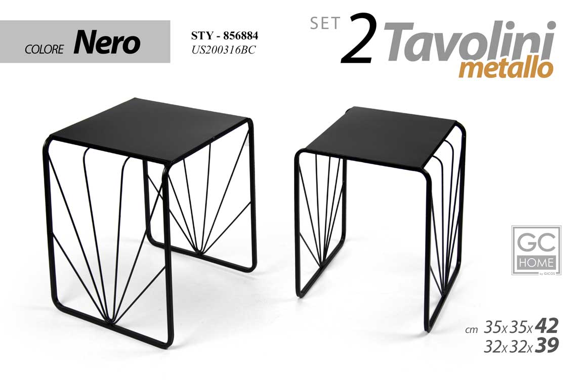 8025569856884 SET 2 TAVOLINI TAVOLO METALLO DIVANO SALOTTO CAFFè MODERNO CLASSICO H42/39 cm - immagine 1