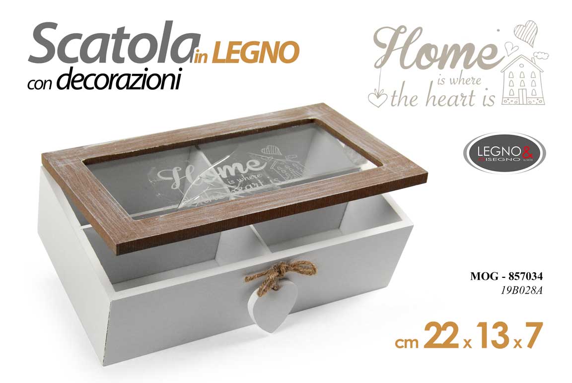 8025569857034 COFANETTO CUORE PENDENTE SCATOLA PORTA BUSTINE THE TE TISANE TEA CIALDE 22*13*7 - immagine 1