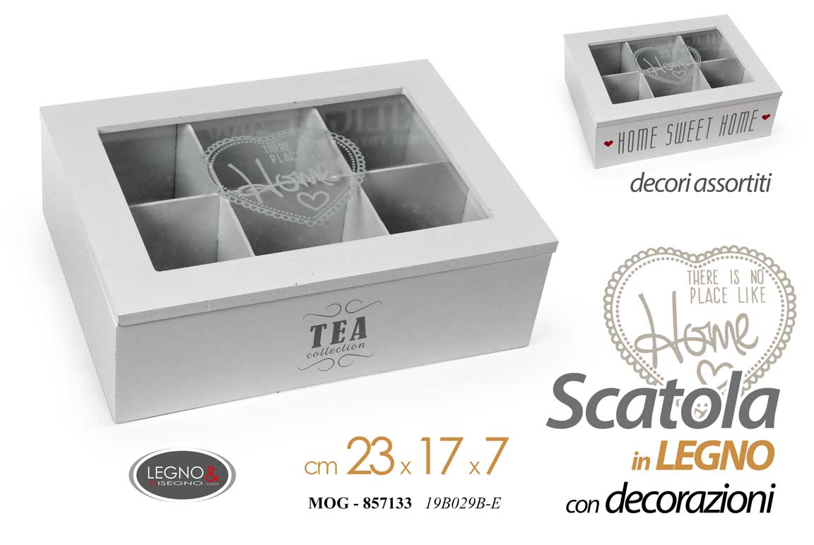8025569857133 COFANETTO SCATOLA PORTA BUSTINE THE TE TISANE TEA CIALDE HOME SHABBY 23*17*7 cm - immagine 1