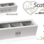 SCATOLA PORTA BUSTINE THE TE TISANE TEA CIALDE COFANETTO SHABBY CHIC HOME 24*8*7