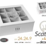 SCATOLA PORTA BUSTINE INFUSI THE TE TISANE TEA CIALDE COFANETTO SHABBY 24*24*9CM