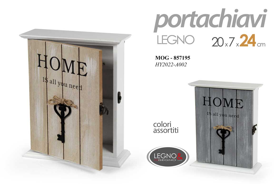 8025569857195 Portachiavi parete armadietto chiavi bacheca muro ingresso legno home as 20*7*24 - immagine 1