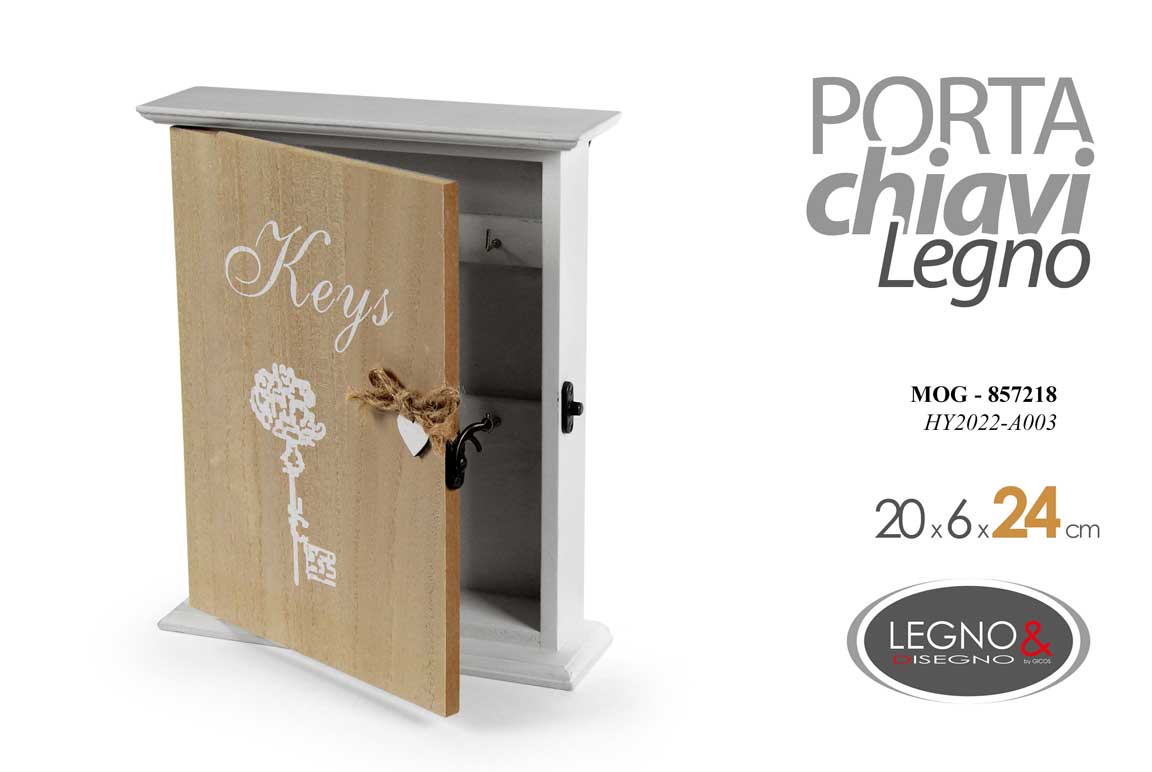 8025569857218 Portachiavi parete armadietto chiavi bacheca muro ingresso legno keys 20*6*24 - immagine 1