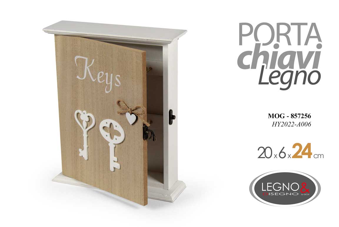 8025569857256 Portachiavi parete armadietto chiavi bacheca muro ingresso legno vin 20*6*24 - immagine 1