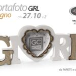 PORTAFOTO DA PARETE CUORE GIRL RAGAZZA CORNICE TAVOLO BIANCO LEGNO FOTO 27*10 cm