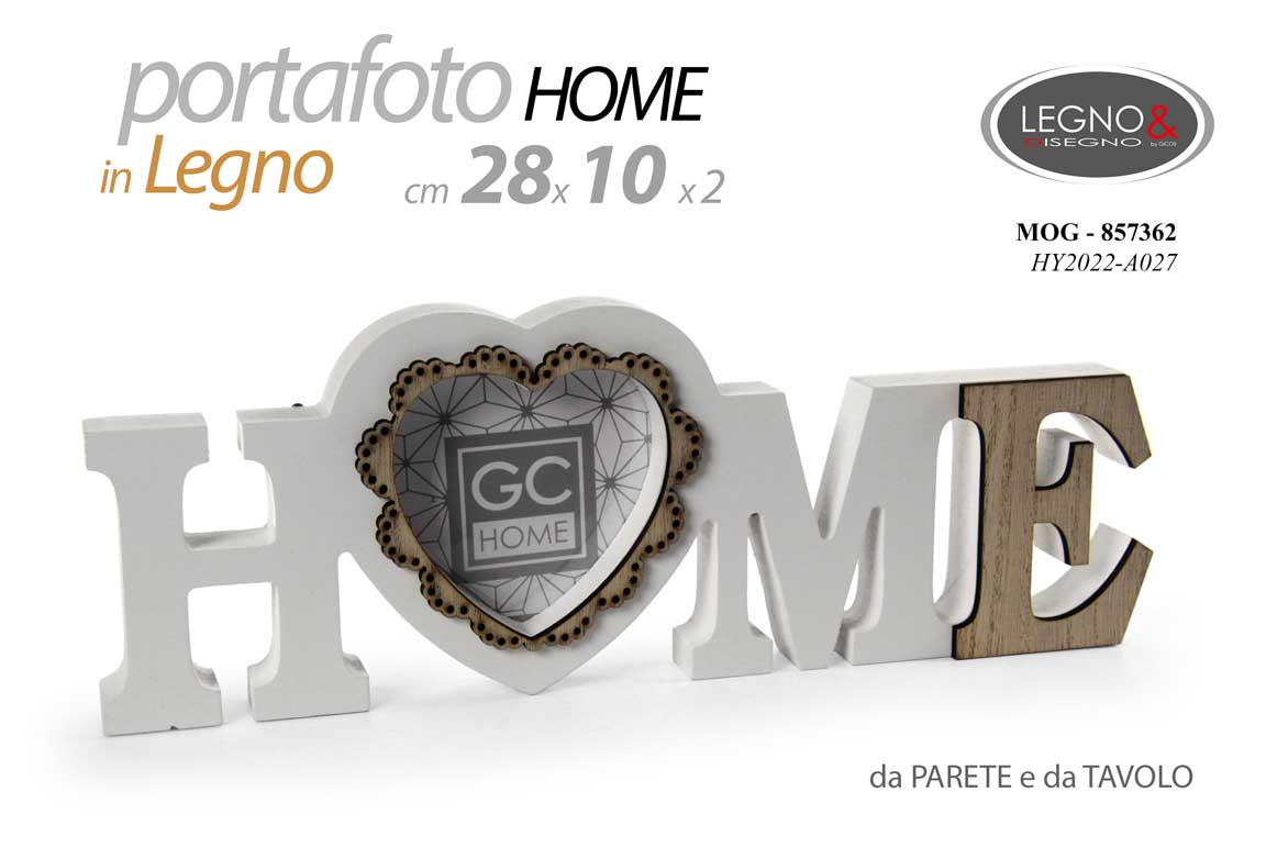 8025569857362 PORTAFOTO DA PARETE CORNICE TAVOLO CUORE HOME BIANCO LEGNO FOTO MURO 28*10 cm - immagine 1