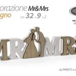 DECORAZIONE SPOSI MATRIMONIO LEGNO TAVOLO TAVOLI MR & MRS DECORATIVA 32*9cm