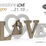DECORAZIONE DA TAVOLO PARETE SCRITTA LEGNO CUORE BIANCO SPOSI LOVE AMORE 21*10cm