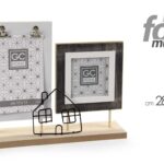 PORTAFOTO MULTIPLO 2 POSTI CASA DA TAVOLO APPOGGIO HOME CORNICE LEGNO 28*6*23 cm