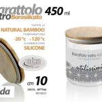 Barattolo cucina vetro borosilicato tappo erm legno moderno dispensa pasta 10 cm