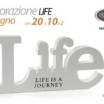 PANNELLO DECORATIVO DA PARETE TAVOLO SCRITTA LEGNO BIANCO VITA LIFE 20*10*1,8CM