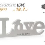 DECORAZIONE PARETE TAVOLO SCRITTA FRASE LEGNO BIANCO AMORE CUORE LOVE 18*7*1,8CM