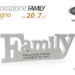 DECORAZIONE PARETE TAVOLO SCRITTA FRASE LEGNO BIANCO FAMIGLIA MY FAMILY 20*7 CM