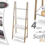 SCAFFALE LIBRERIA 4 RIPIANI LEGNO BAGNO SALOTTO INGRESSO MODERNO h120*40*25 cm
