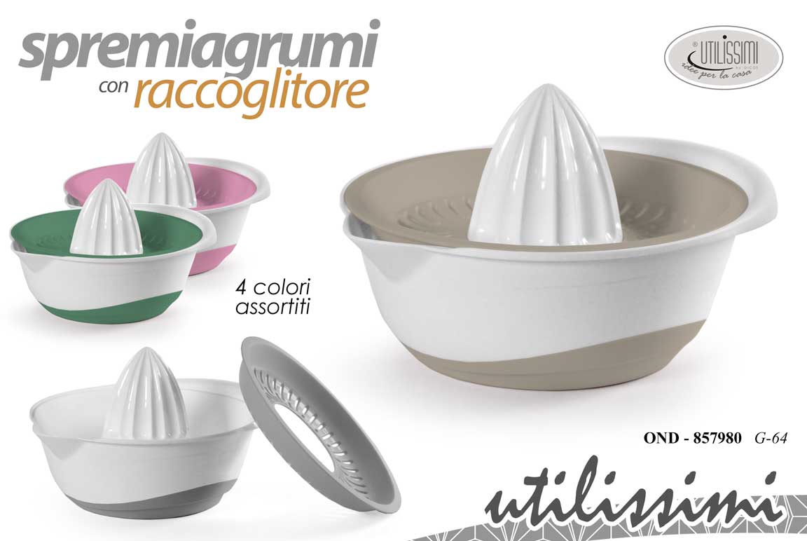 8025569857980 SPREMIAGRUMI MANUALE CON VASCHETTA RACCOGLITORE ANTISCIVOLO PLASTICA COLOR - immagine 1