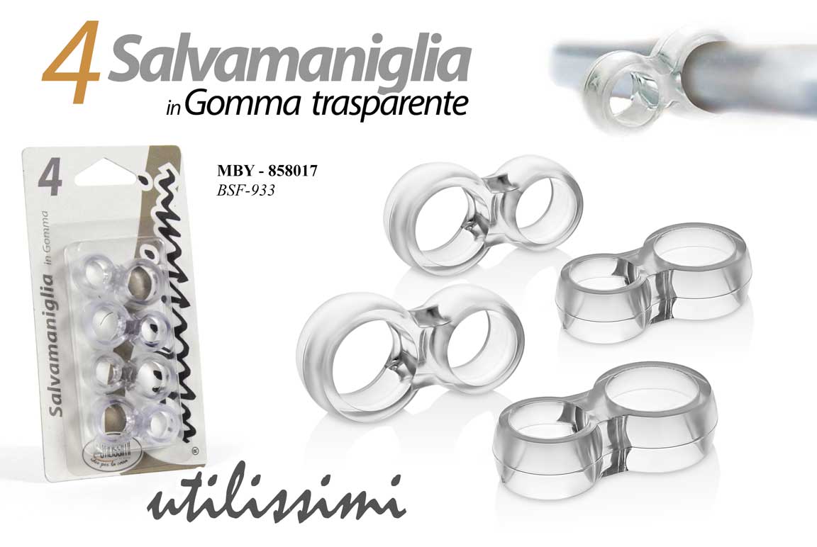 8025569858017 Salvamaniglia paracolpi 4 pezzi muro protezione porte casa gomma trasparente - immagine 1