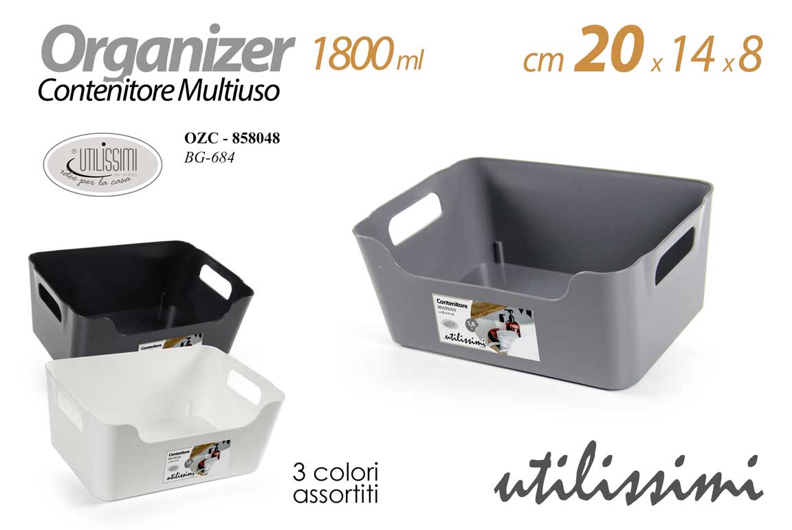 8025569858048 CONTENITORE ORGANIZER MUTIUSO CUCINA FRIGO CASSETTI PENSILE UFFICIO ASS 20*14*8 - immagine 1