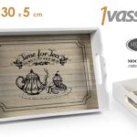Vassoio cucina colazione moderno the time for tea tè bianco legno 40*30*5