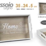 Vassoio cucina colazione moderno vintage home cuore shabby bianco legno 35*24*5