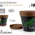 VASO PIANTE SEMI VIVAI PLASTICA SOTTOVASO BASILICO OREZZEMOLO ROSMARINO 18*16 cm