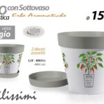 VASO PIANTE FIORI SEMI VIVAI PLASTICA SOTTOVASO BASILICO PEPERONCINO AS 15*h13cm