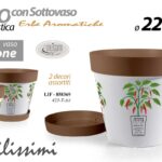 VASO PIANTE FIORI SEMI VIVAI PLASTICA SOTTOVASO BASILICO PEPERONCINO ASS 22*20cm