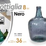 BOTTIGLIA DAMIGIANA ARREDO VASO CENTROTAVOLA LIVING CLASSICO MODERNO NERA 36cm