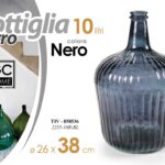 BOTTIGLIA DAMIGIANA ARREDO VASO CENTROTAVOLA LIVING CLASSICO MODERNO NERO 38 CM