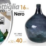 BOTTIGLIA DAMIGIANA ARREDO VASO CENTROTAVOLA LIVING CLASSICO MODERNO NERO 40*32