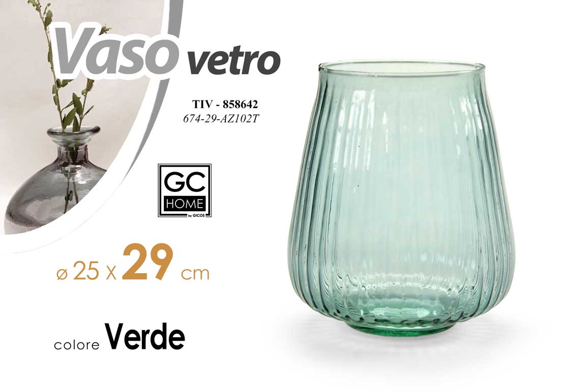 8025569858642 VASO VETRO TRASPARENTE CACHEPOT CENTROTAVOLA SEGNAPOSTO CLASSICO MODERNO 29*25 - immagine 1
