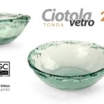 CIOTOLA PIATTO VETRO MULTIUSO SVUOTATASCHE STILE BORDO ROTTO Rugiada 21 CM