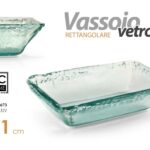 VASSOIO SVUOTATASCHE CENTROTAVOLA RETTANGOLARE VETRO ACQUA MARINA Moderno 21 CM