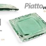PIATTO VASSOIO VETRO QUADRATO VASSOIETTO SVUOTATASCHE BORSO STILE ROTTO 21 cm