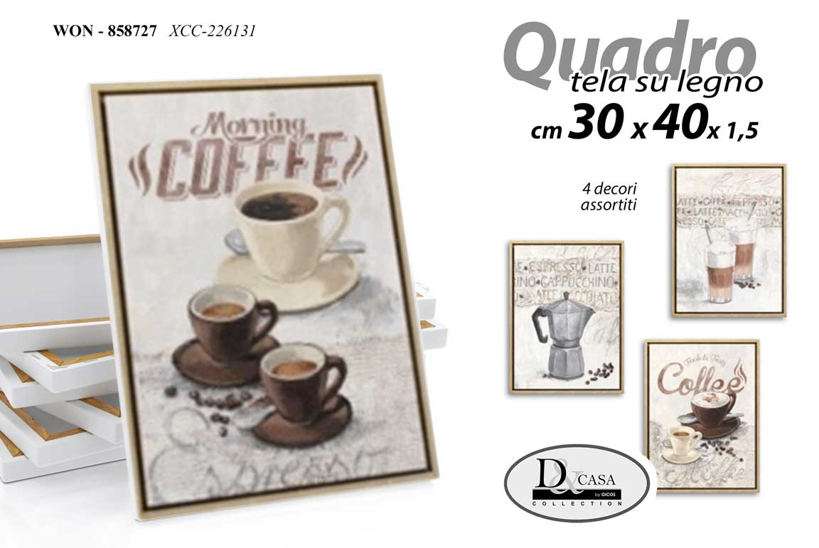 8025569858727 QUADRO STAMPA SU TELA Canvas LEGNO CAFFè COFFEE BAR VINTAGE RETRò ASSORT 40*30cm - immagine 1