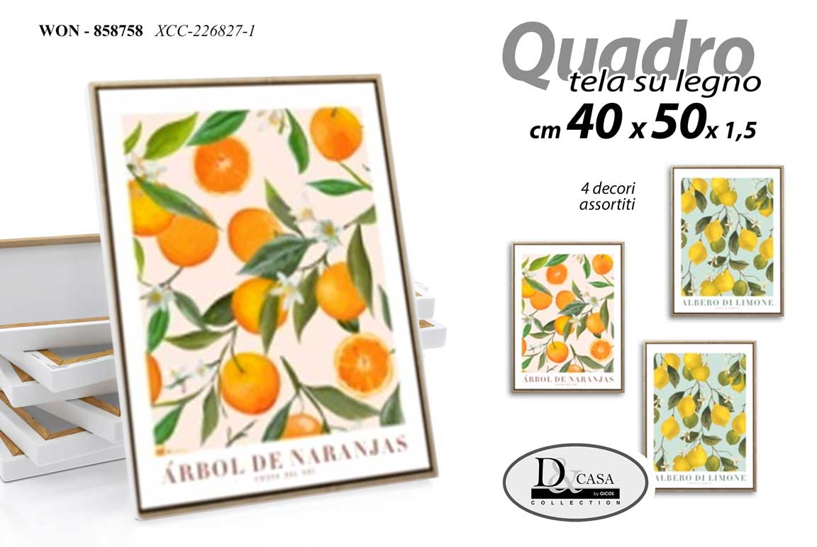 8025569858758 QUADRO STAMPA SU TELA Canvas LEGNO ARANCE LIMONI MEDITERRANEO ASSORT 40*50cm - immagine 1