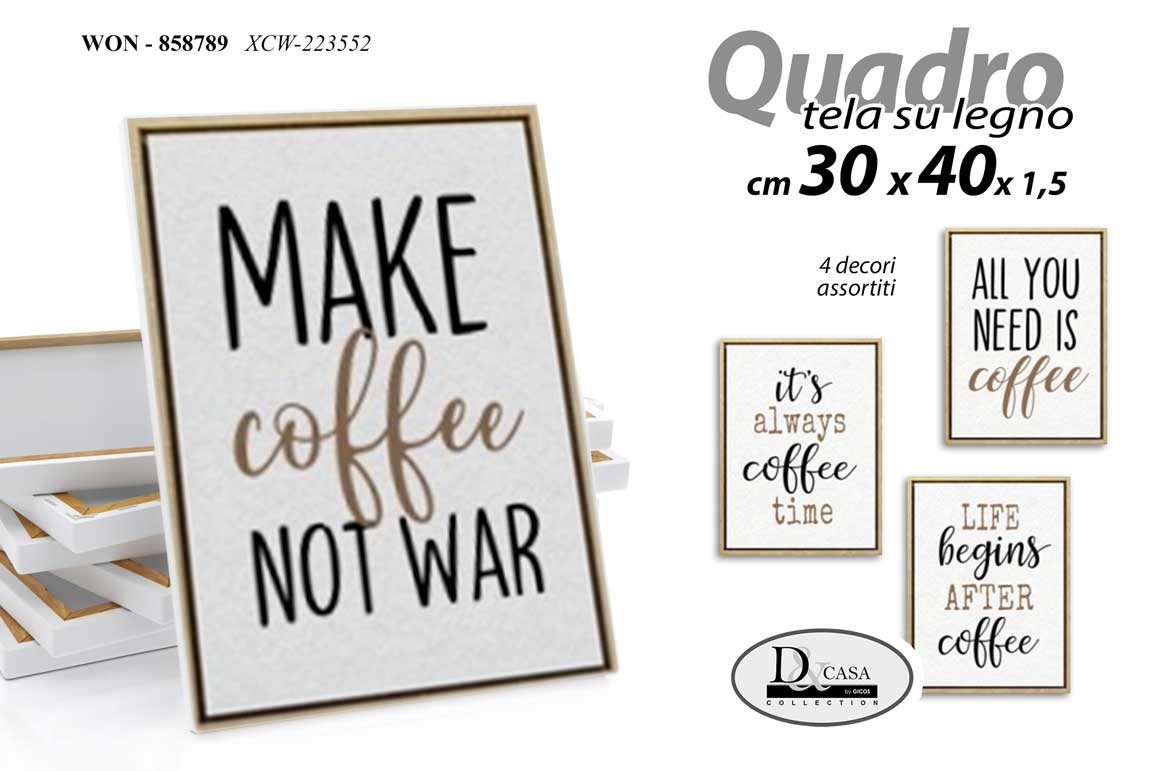 8025569858789 QUADRO STAMPA SU TELA Canvas LEGNO CAFFè COFFEE BAR CUCINA MODERNO ASSOR 30*40cm - immagine 1