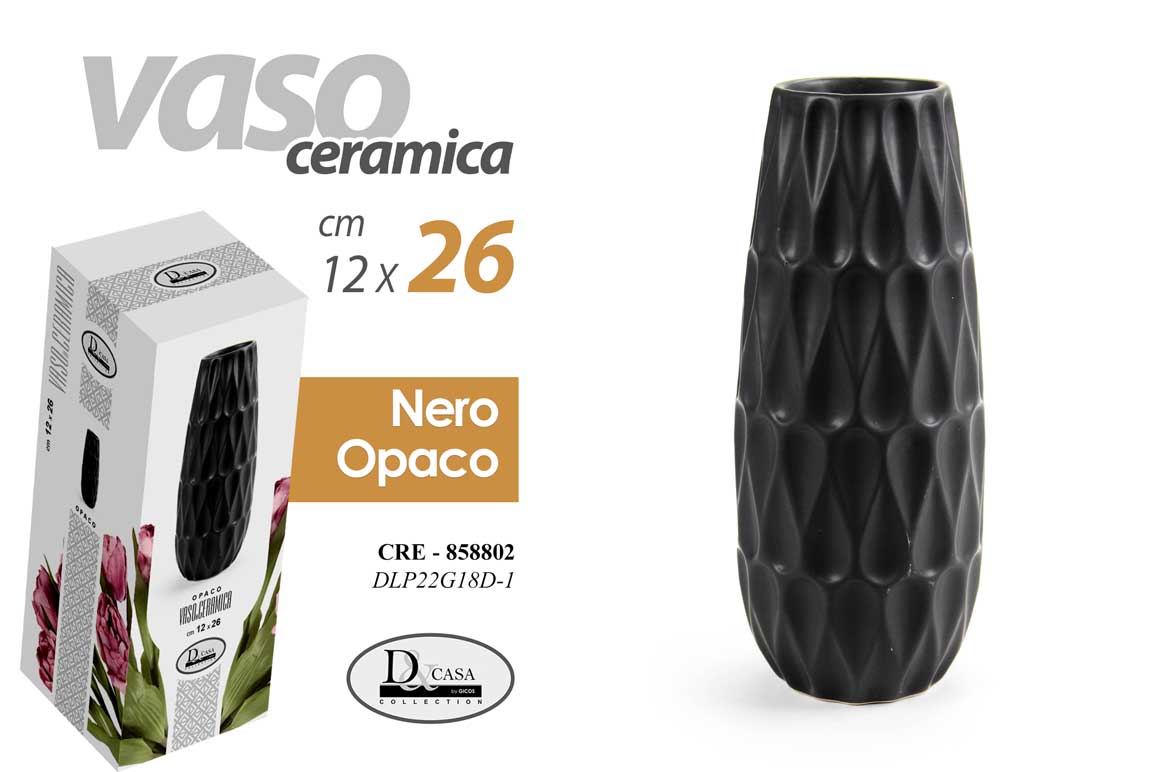 8025569858802 VASO CERAMICA FIORI ELEGANTE CENTROTAVOLA EVENTI CLASSICO MODERNO OPACO 26*11cm - immagine 1