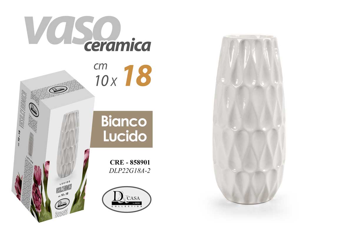 8025569858901 VASO CERAMICA FIORI CENTROTAVOLA EVENTI SEGNAPOSTO CLASSICO MODERNO LUCIDO 18cm - immagine 1