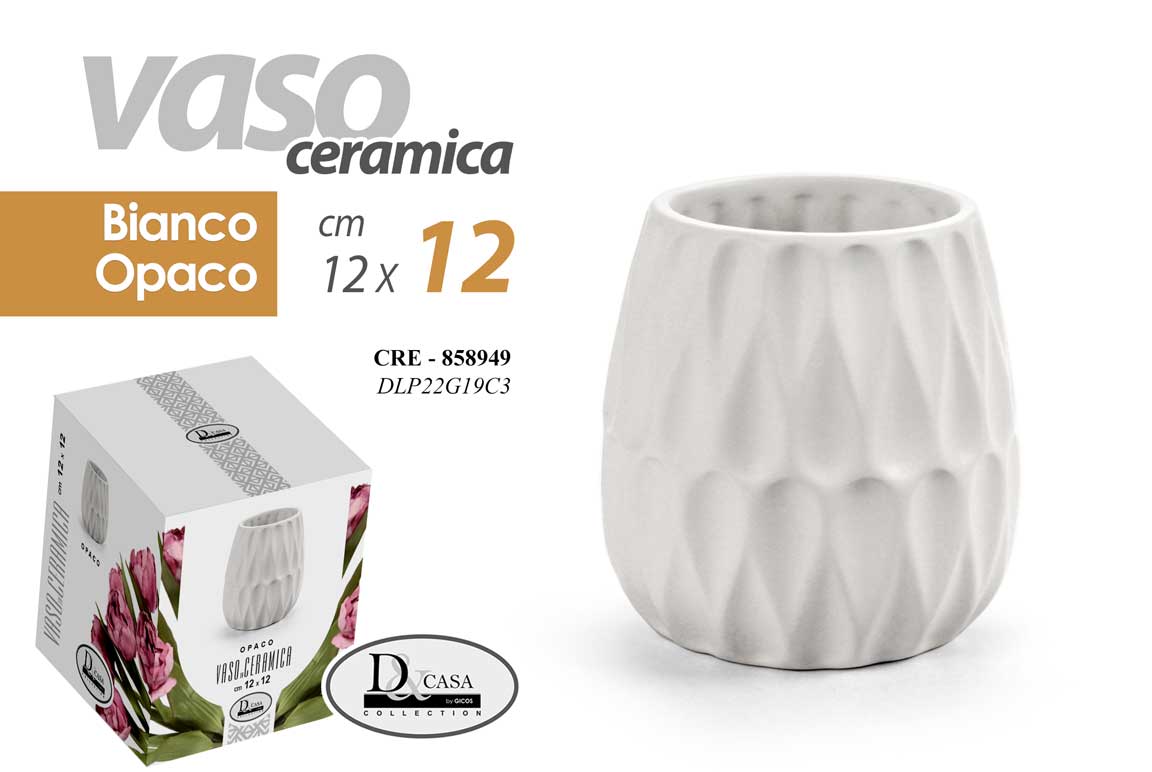 8025569858949 VASO CERAMICA PIANTE CENTROTAVOLA EVENTI SEGNAPOSTO CLASSICO MODERNO OPACO 12*12 - immagine 1