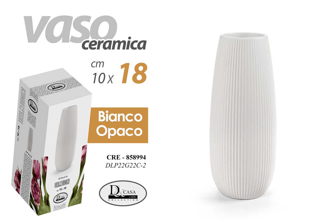 8025569858994 VASO CERAMICA FIORI CENTROTAVOLA EVENTI SEGNAPOSTO CLASSICO MODERNO OPACO 18cm - immagine 1