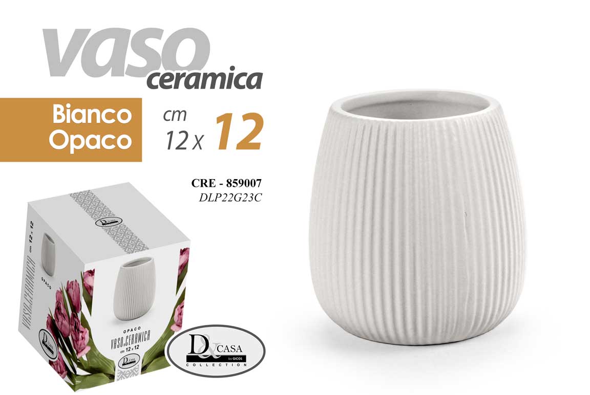 8025569859007 VASO CERAMICA PIANTE CENTROTAVOLA EVENTI SEGNAPOSTO CLASSICO MODERNO OPACO 12*12 - immagine 1