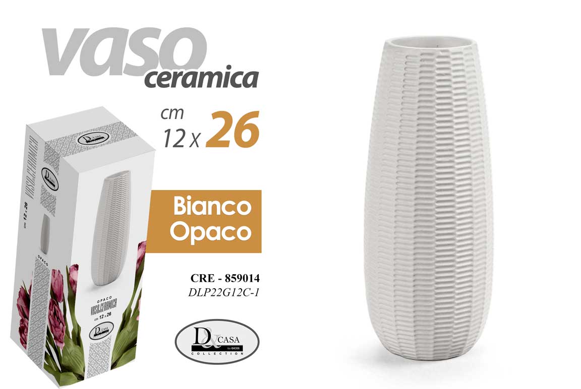 8025569859014 VASO CERAMICA FIORI ELEGANTE CENTROTAVOLA EVENTI CLASSICO MODERNO OPACO 26*11 CM - immagine 1