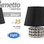 LUMETTO LAMPADA DA TAVOLO ABAT JOUR CERAMICA MODERNA COLOR ARGENTO SILVER 25 CM