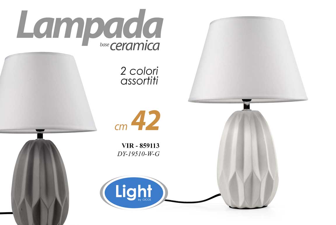 8025569859113 LAMPADA LUMETTO ABAT JOUR DA TAVOLO CAMERA SCRIVANIA CERAMICA COLOR ASSORT 42cm - immagine 1