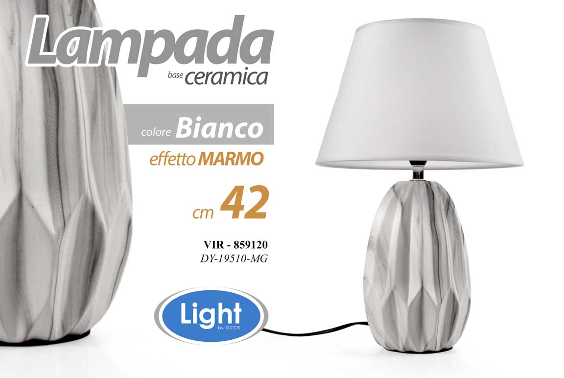 8025569859120 LAMPADA LUMETTO ABAT JOUR DA TAVOLO CAMERA SCRIVANIA CERAMICA BIANCA EFF MA 42cm - immagine 1