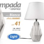 LAMPADA LUMETTO ABAT JOUR DA TAVOLO CAMERA SCRIVANIA CERAMICA BIANCA EFF MA 41cm