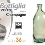 VASO ARREDO BOTTIGLIA CENTROTAVOLA LIVING CLASSICO MODERNO C CHAMPAGNE 36*15 cm