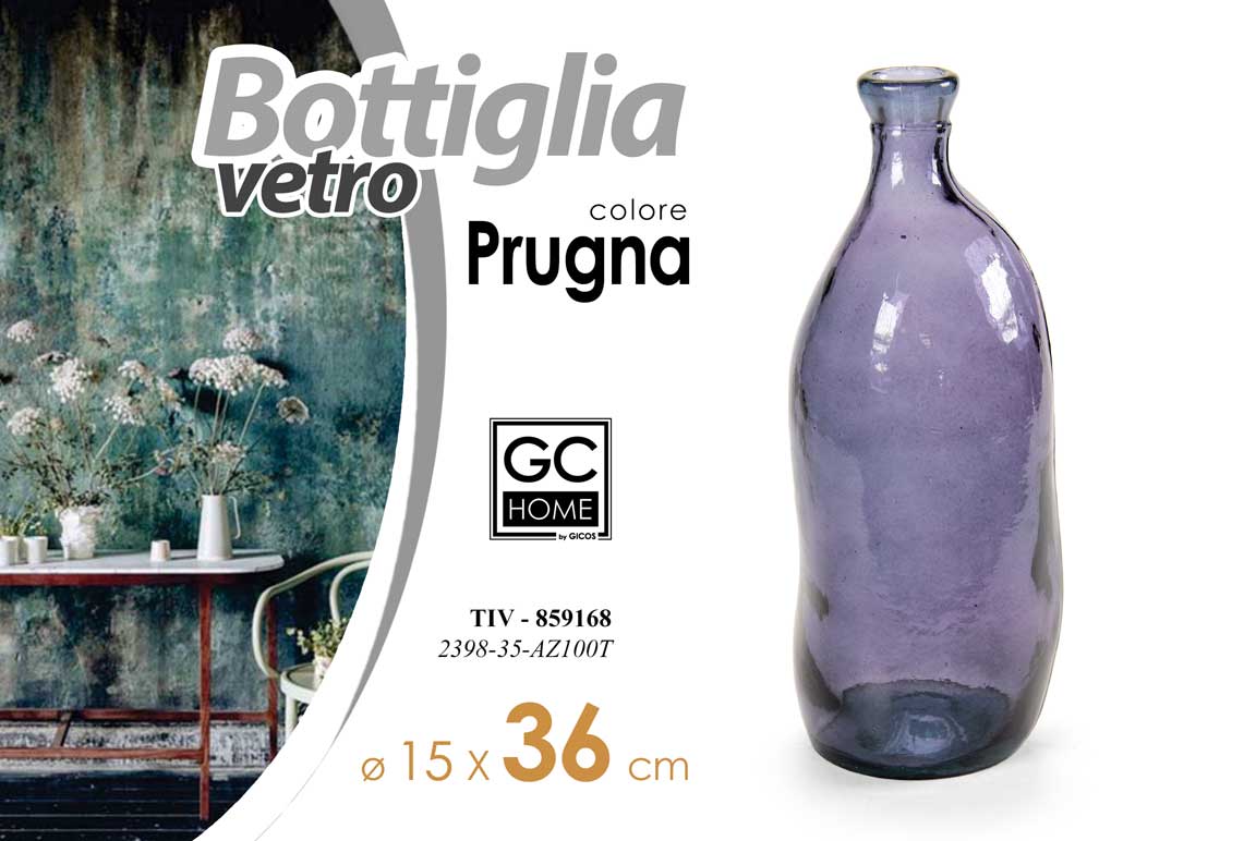 8025569859168 VASO ARREDO BOTTIGLIA FIORI CENTROTAVOLA LIVING CLASSICO MODERNO COBALTO 36*15cm - immagine 1