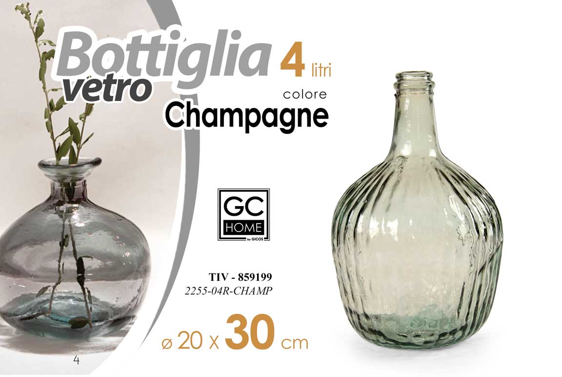 8025569859199 BOTTIGLIA DAMIGIANA ARREDO VASO CENTROTAVOLA LIVING CLASSICO MODERNO CHAMP 30*20 - immagine 1